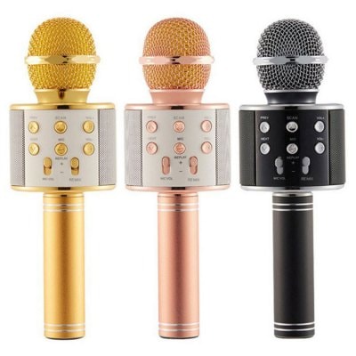 SPECIAL OFFER –  WS-858 Microphone Microphone Audio Mobile Phone K Song Treasure Capacitor Wireless Bluetooth Microphone  =  £7.37